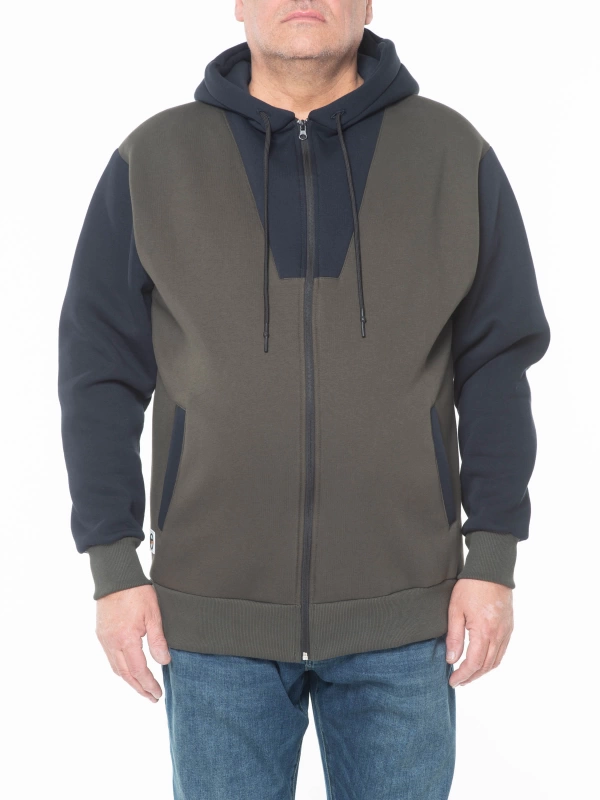 40202 FELPA FULL ZIP CONTRASTI CON CAPPUCCIO